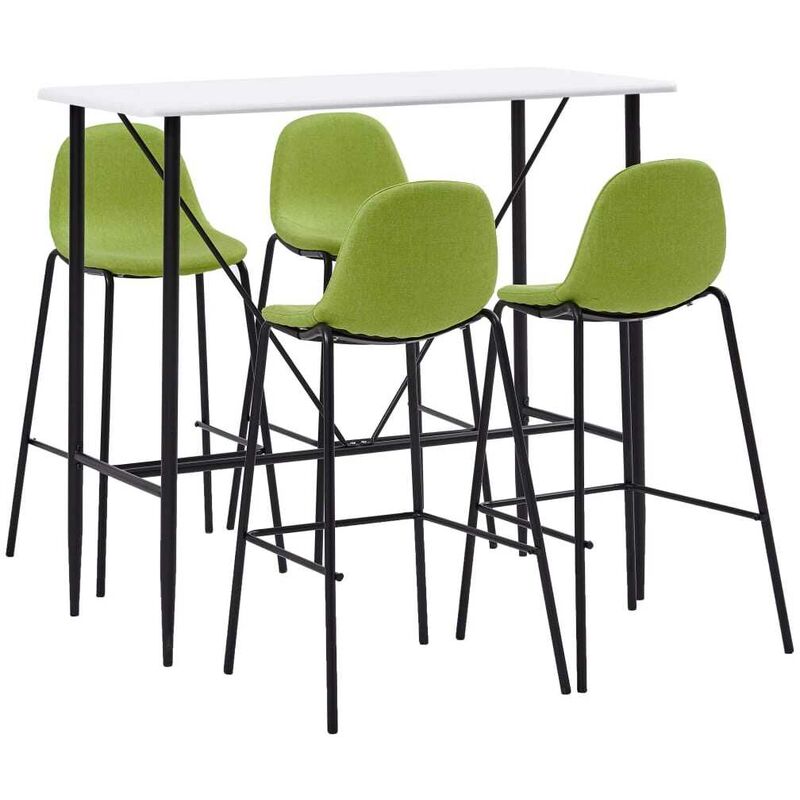 

Juego de mesa alta y taburetes 5 piezas tela verde - Hommoo