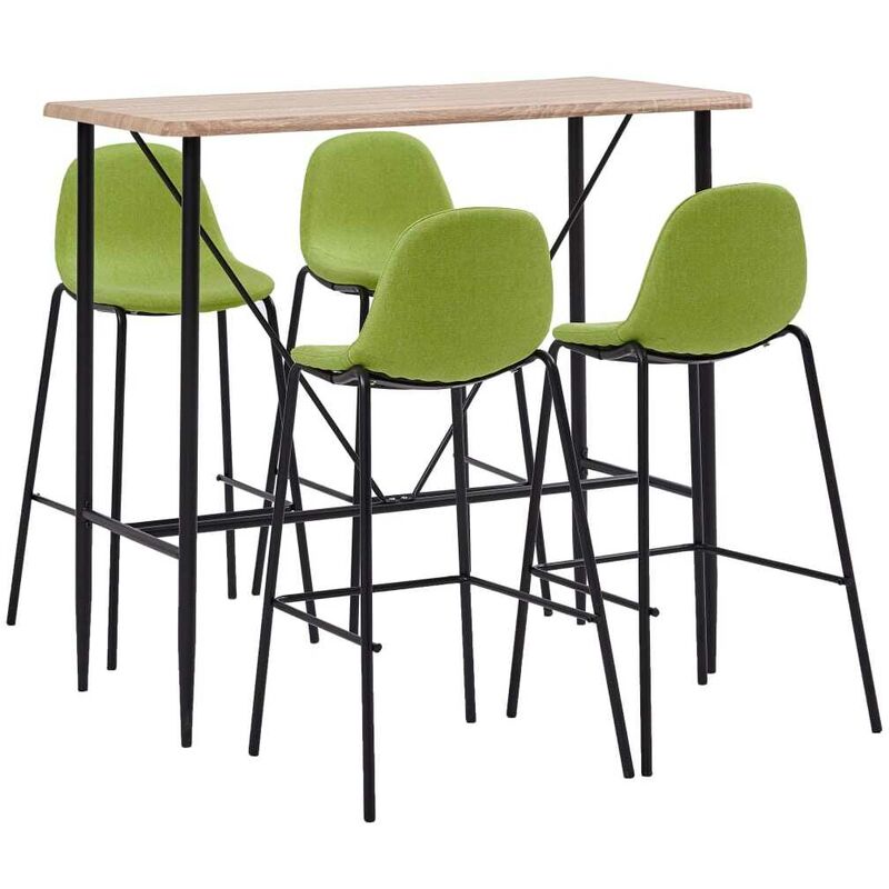 

Juego de mesa alta y taburetes 5 piezas tela verde - Hommoo