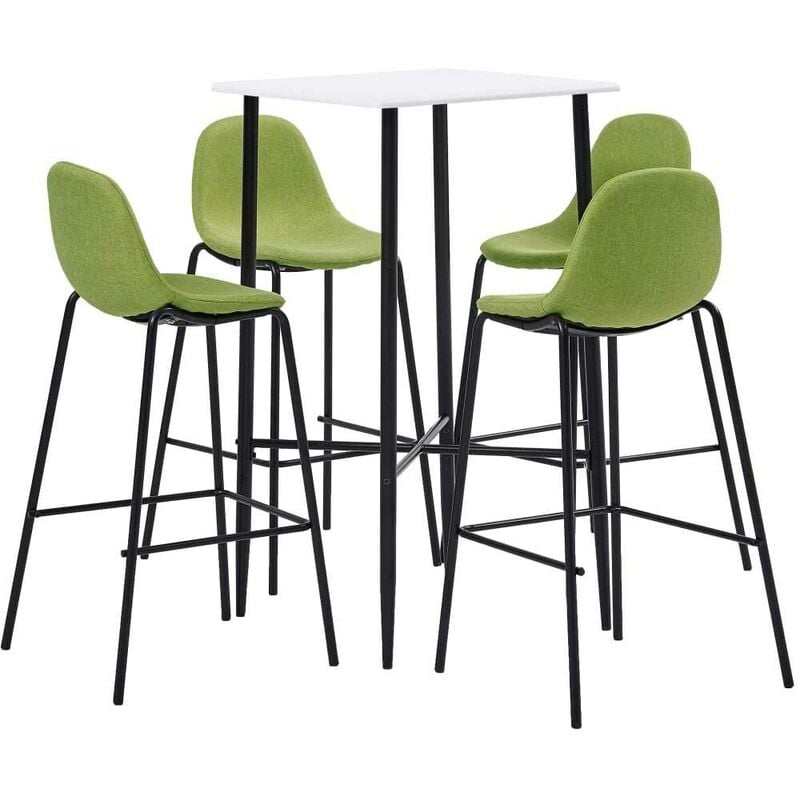 

Juego de mesa alta y taburetes 5 piezas tela verde - Hommoo