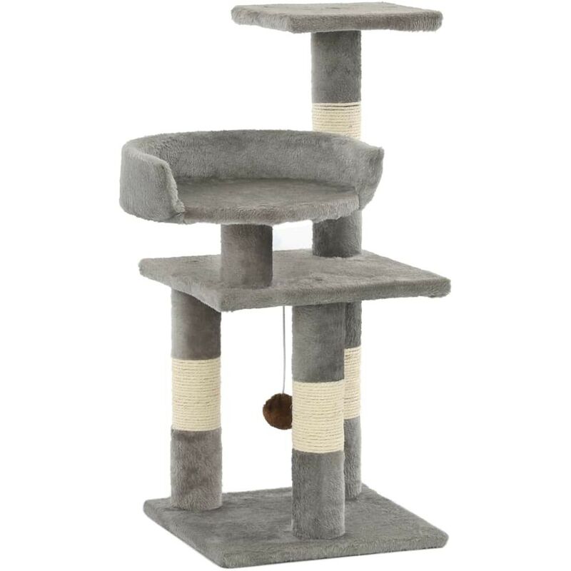 Hommoo - Katzen-Kratzbaum mit Sisal-Kratzsäulen 65 cm Grau