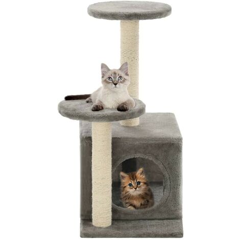 Hommoo Katzenbaum mit Sisal-Kratzsäulen 60 cm Grau