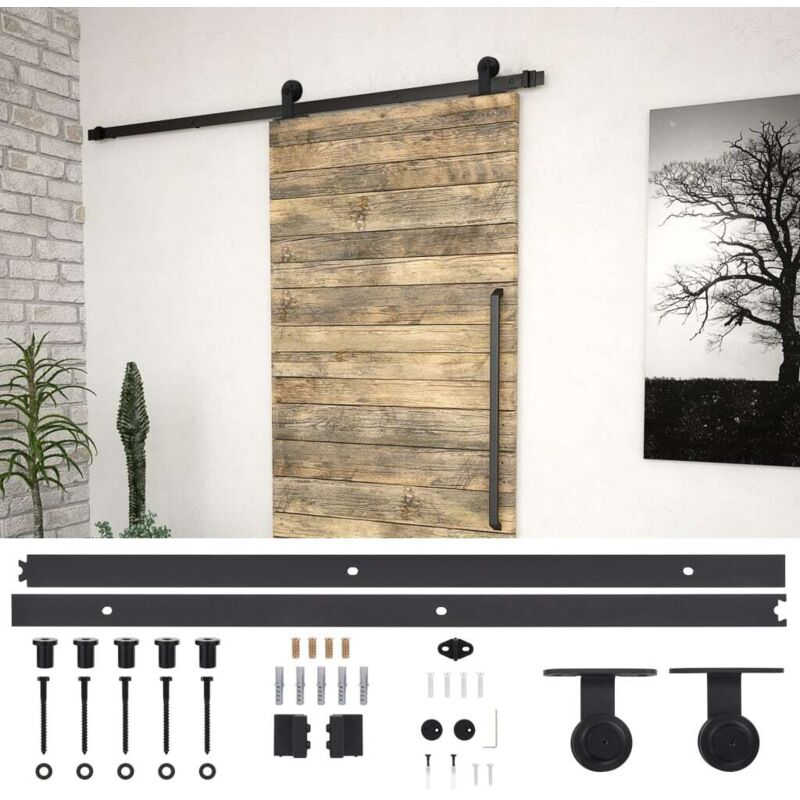 

Kit de herrajes para puerta corredera acero negro 183 cm - Hommoo