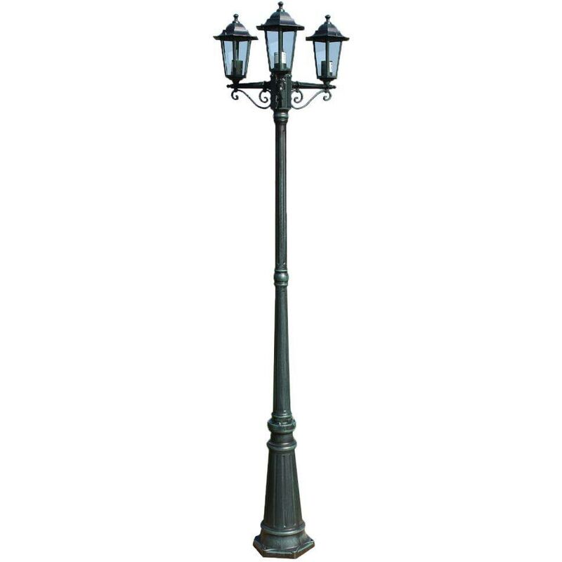 Lampadaire de jardin 3 bras 215 cm Vert fonce/Noir Aluminium HDV26132 - Hommoo