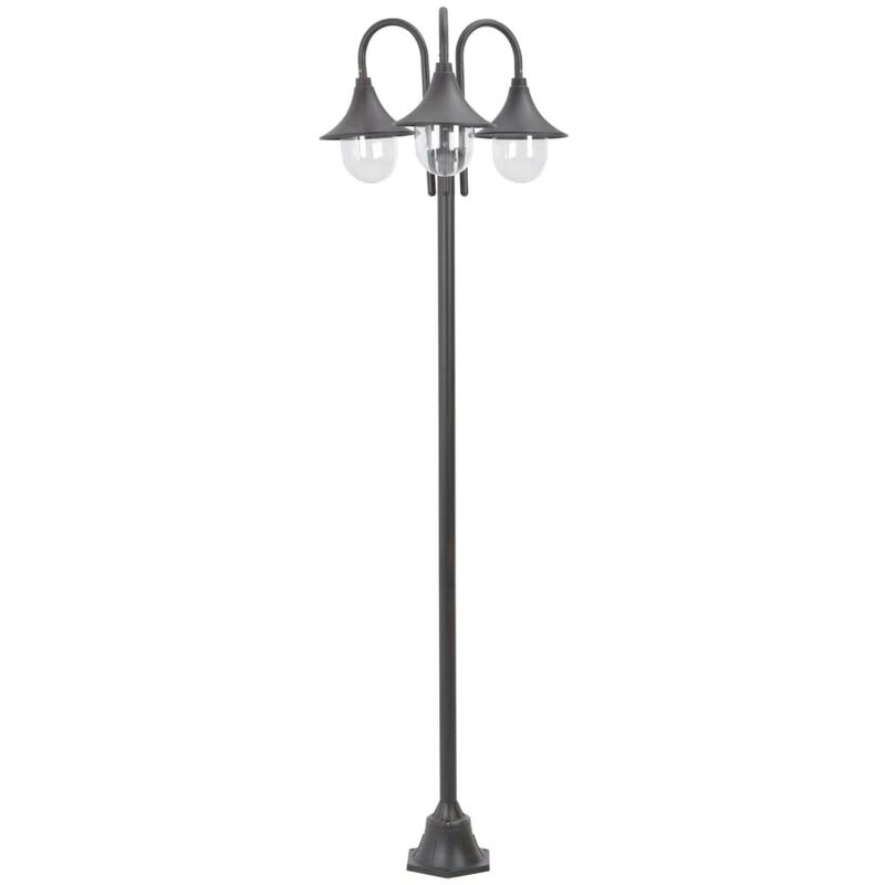 Hommoo Lampadaire de jardin E27 220 cm Aluminium 3 lanternes Bronze HDV28414