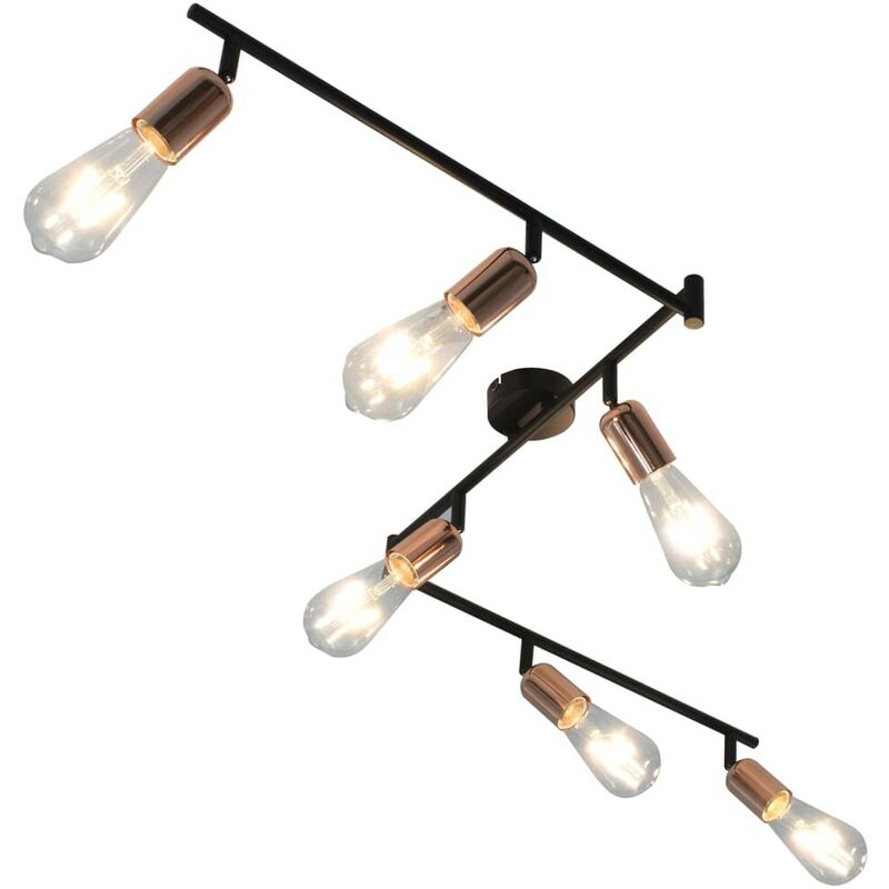 

Lámpara focos 6 bombillas de filamento 2W negro cobre E27 30 cm - Hommoo