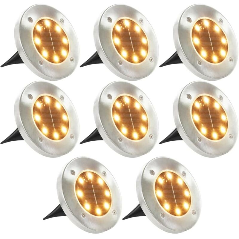 

Hommoo Lámparas solares de suelo 8 uds luces LED blanco cálido