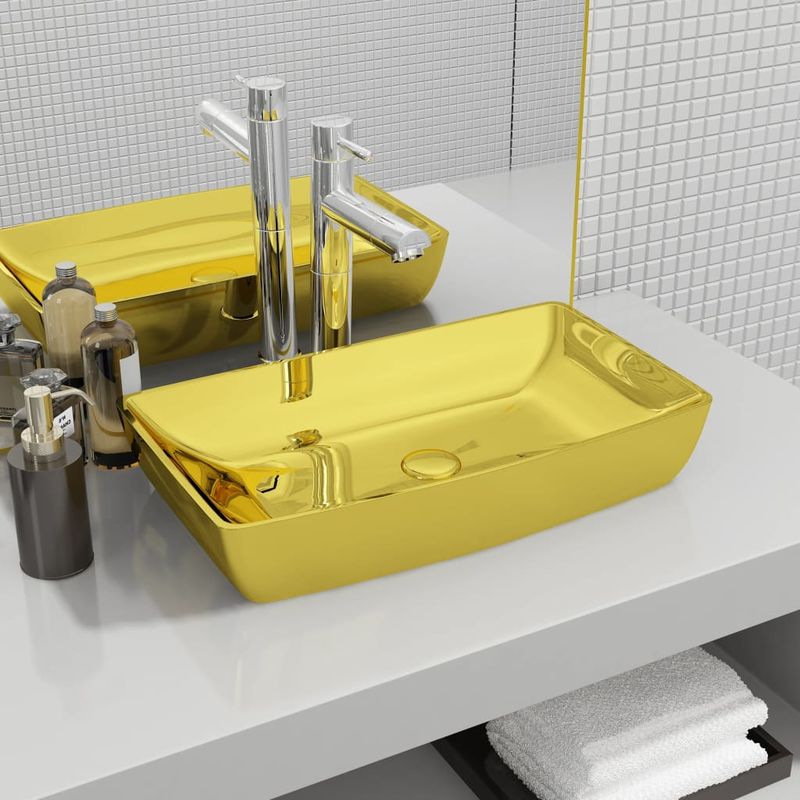 

Lavabo 71x38x13,5 cm cerámica dorado - Hommoo