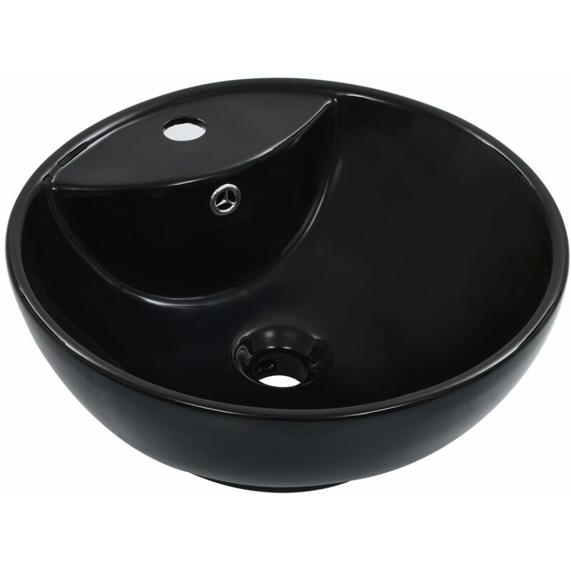 

Lavabo con rebosadero 46,5x18 cm cerámica negro - Hommoo