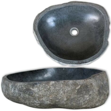 Hommoo Lavabo de piedra natural ovalado 30-37 cm