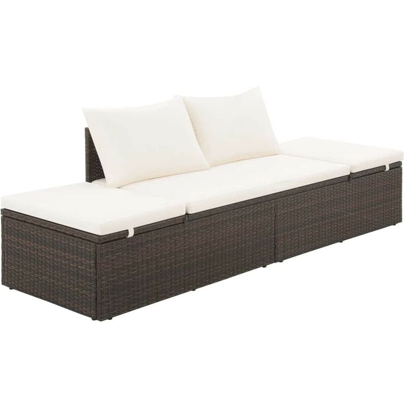 Lit de jardin Marron 195x60 cm Résine tressée HDV28180 - Hommoo