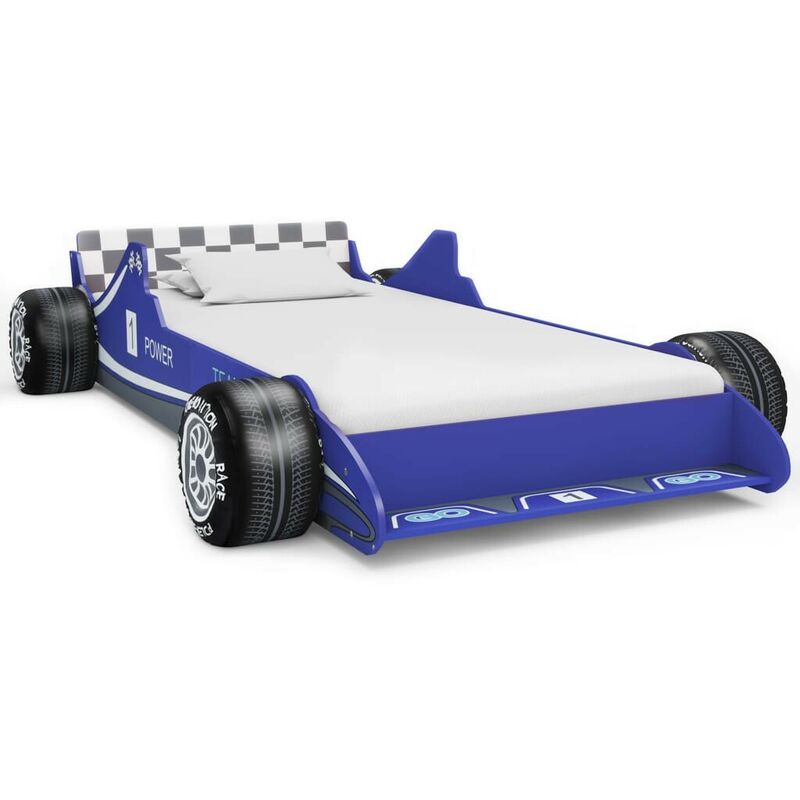 Lit voiture de course pour enfants 90 x 200 cm Bleu HDV11615 - Hommoo