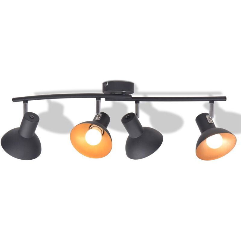 

Lámpara de techo para 4 bombillas E27 negra y dorada - Hommoo