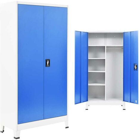 Hommoo Locker Cabinet with 2 Doors Metal 90x40x180 cm Grey and Blue VD11923