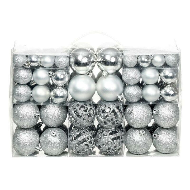 

Lote de bolas de Navidad 100 unidades plateadas 6 cm - Hommoo