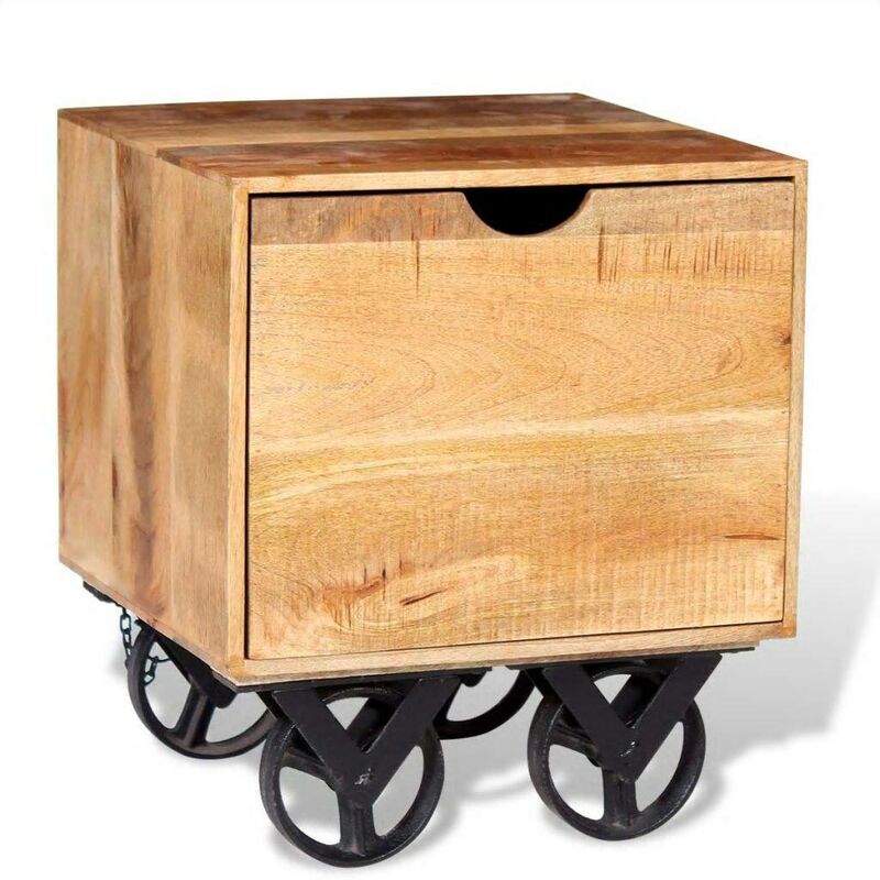 

Mesa auxiliar con cajón y ruedas madera de mango 40x40x45 cm - Hommoo