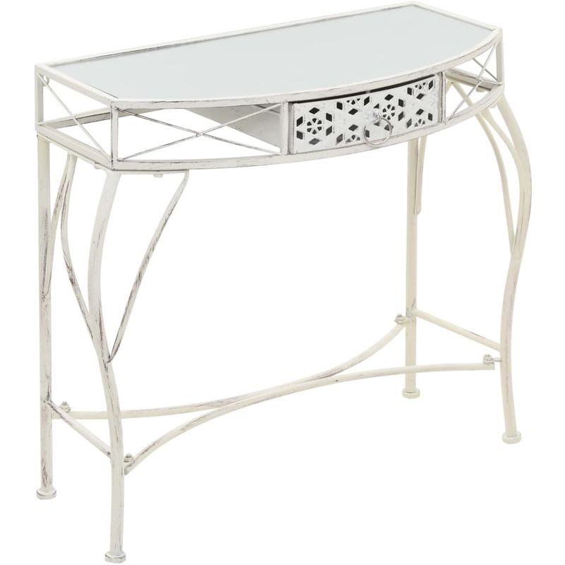 

Mesa auxiliar estilo francés metal 82x39x76 cm blanca - Hommoo