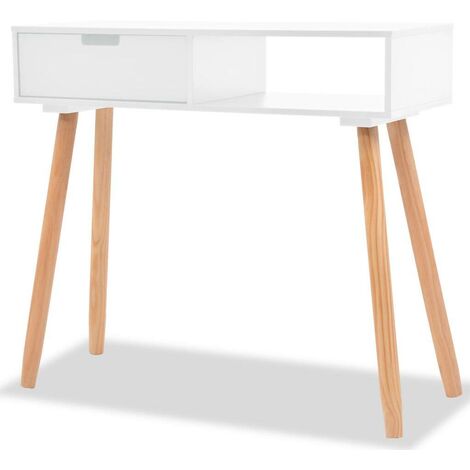 CONSOLA MADERA BLANCA CHAMPAGNE TALLADA 80X30X80CM