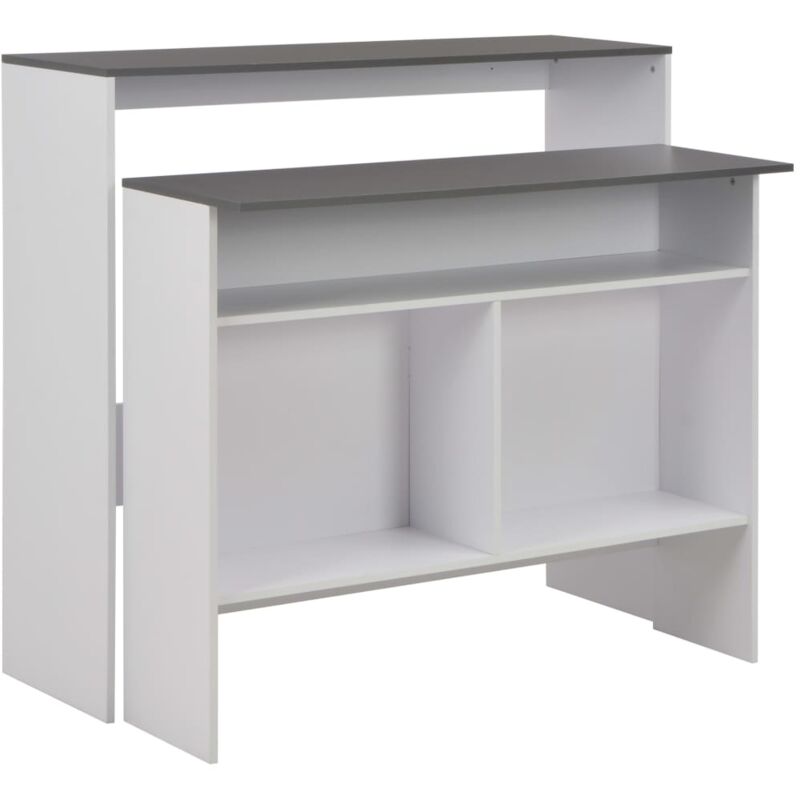 

Mesa de bar con 2 encimera blanca y gris 130x40x120 cm - Hommoo
