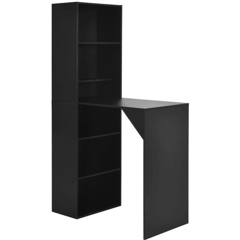 

Mesa de bar con estantería alta negra 115x59x200 cm - Hommoo