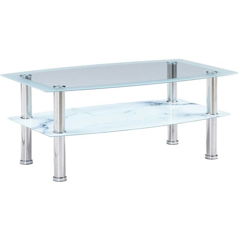 

Mesa de centro con aspecto de mármol blanco vidrio templado - Hommoo
