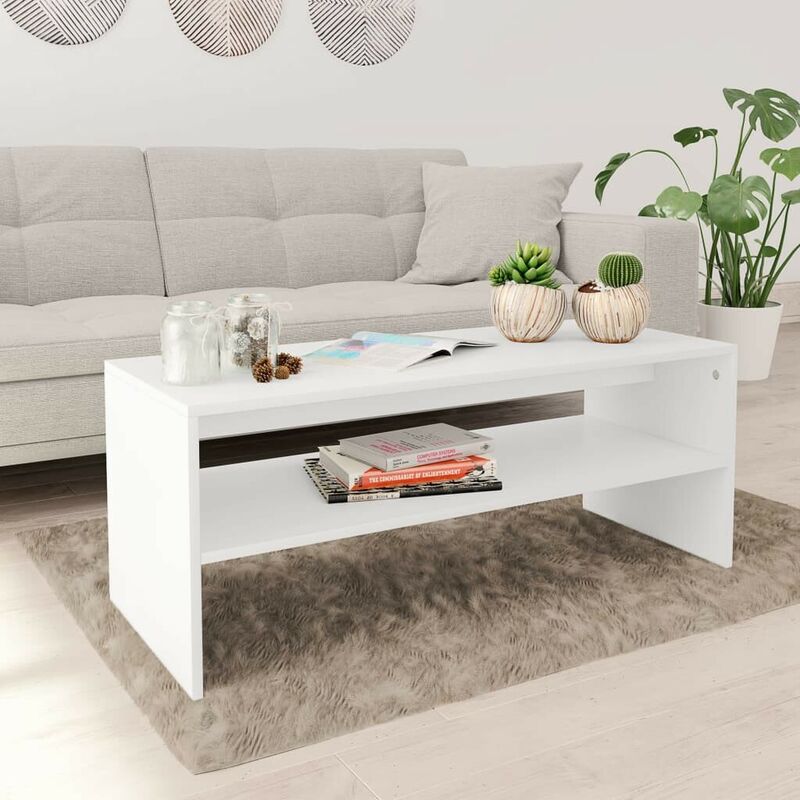 

Mesa de centro de aglomerado blanco 100x40x40 cm - Hommoo