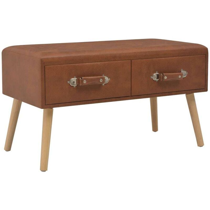 

Mesa de centro de cuero sintético marrón 80x40x46 cm - Hommoo