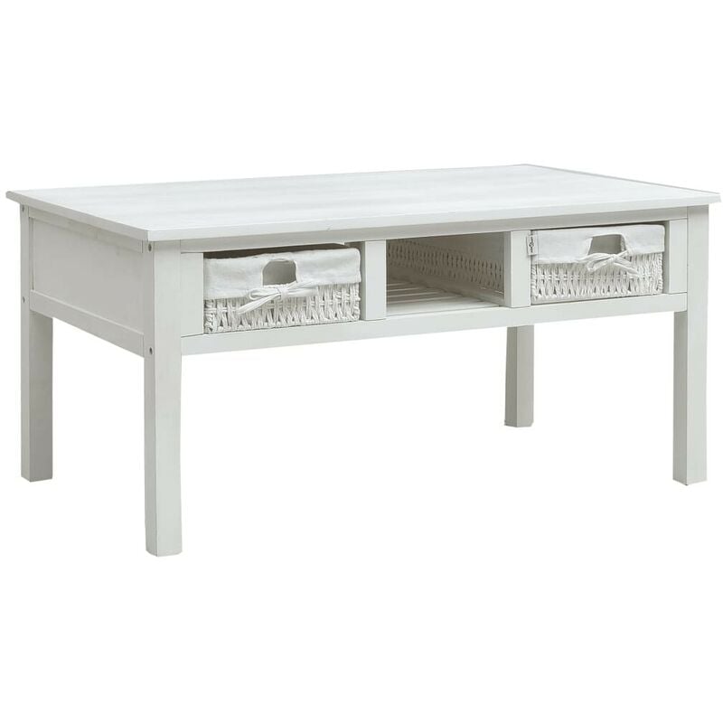 

Mesa de centro de madera blanco 99,5x60x48 cm - Hommoo