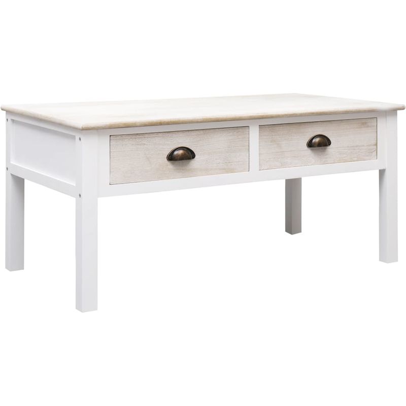 

Mesa de centro de madera blanco y natural 100x50x45 cm - Hommoo