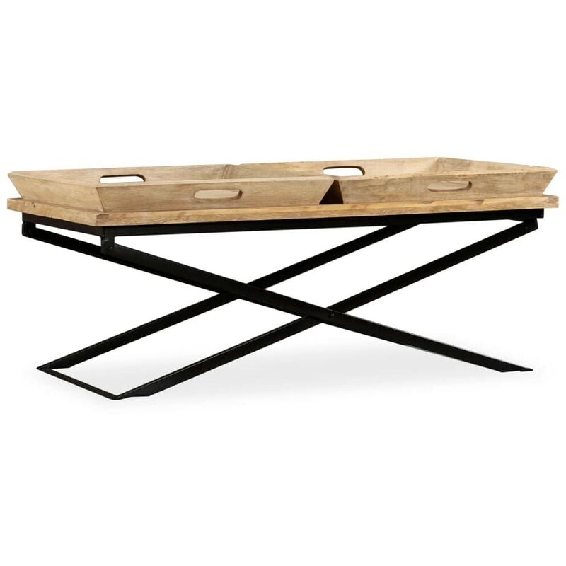 

Mesa de centro de madera de mango maciza 110x55x42 cm - Hommoo