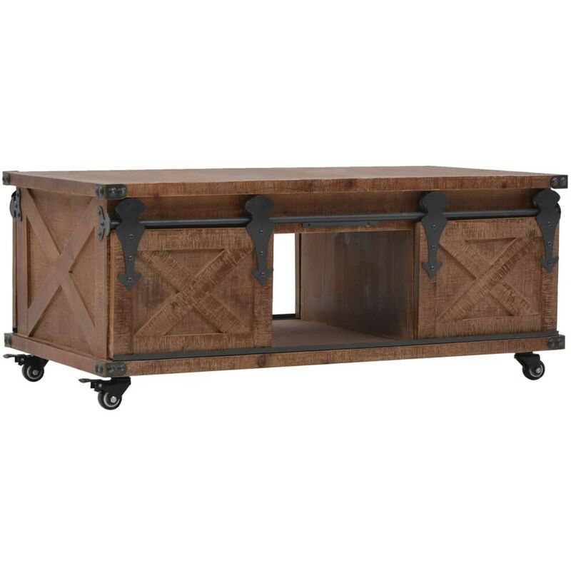 

Hommoo Mesa de centro de madera maciza de abeto marrón 91x51x38 cm