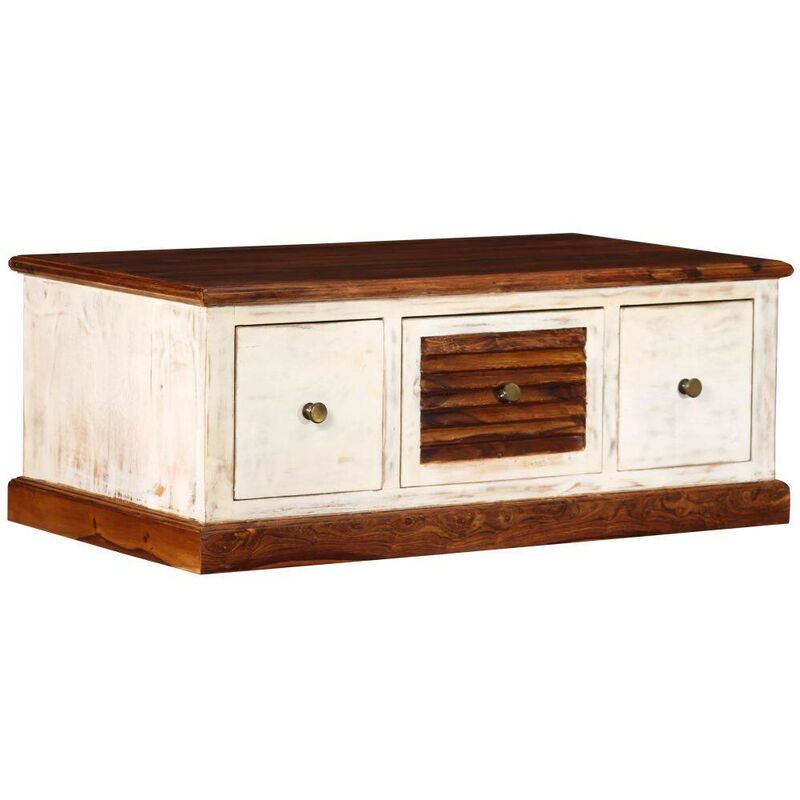 

Mesa de centro de madera maciza sheesham y mango 90x50x35 cm - Hommoo