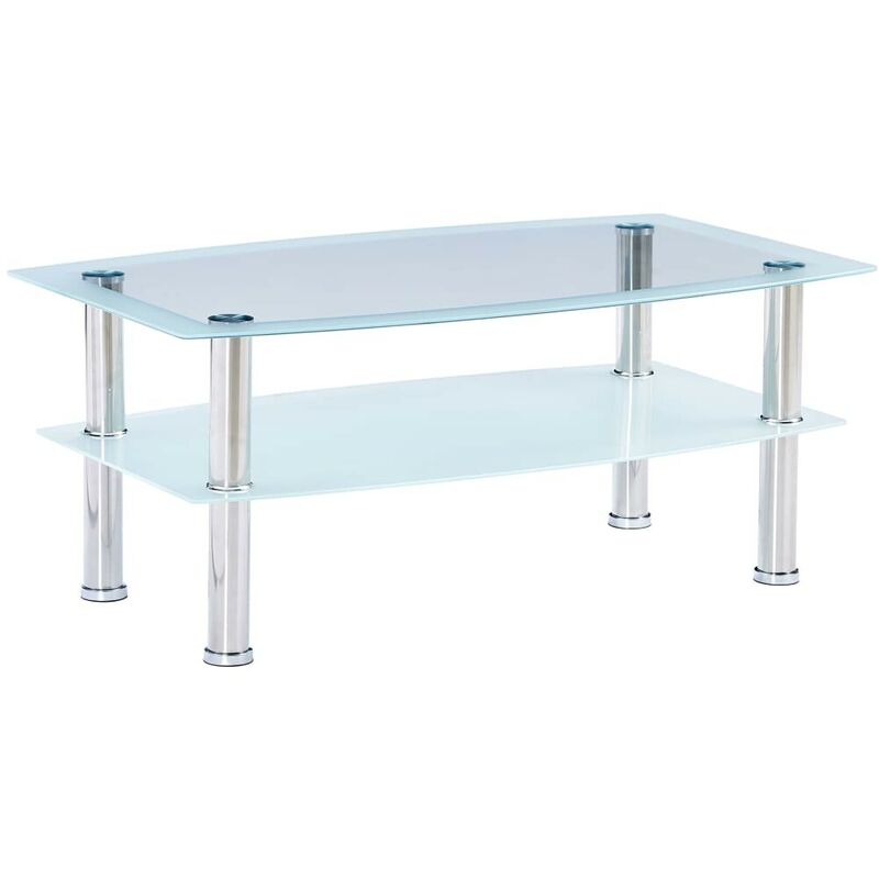 

Mesa de centro de vidrio templado blanca 100x60x42 cm - Hommoo
