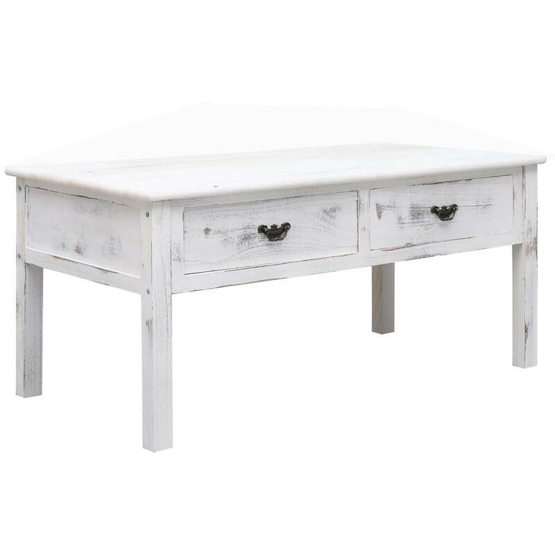 

Mesa de centro estilo antiguo de madera blanco 100x50x45 cm - Hommoo