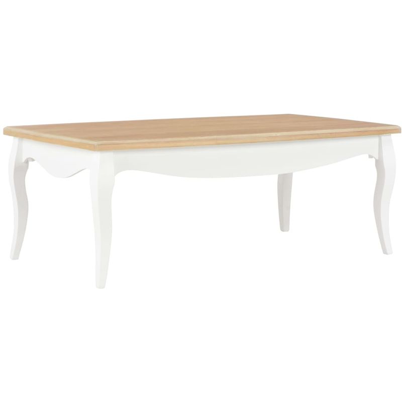 

Mesa de centro madera maciza de pino blanco marrón 110x60x40 cm - Hommoo