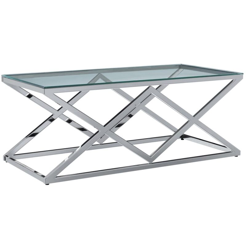 

Mesa de centro vidrio templado y acero inoxidable transparente - Hommoo