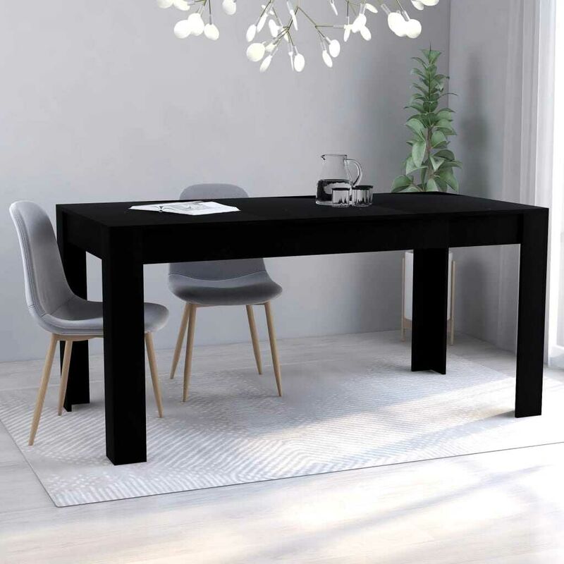 

Hommoo Mesa de comedor de aglomerado negro 160x80x76 cm