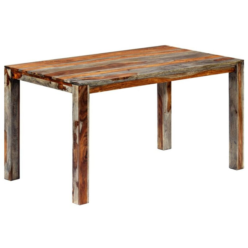 

Hommoo - Mesa de comedor de madera maciza de sheesham gris 140x70x76 cm