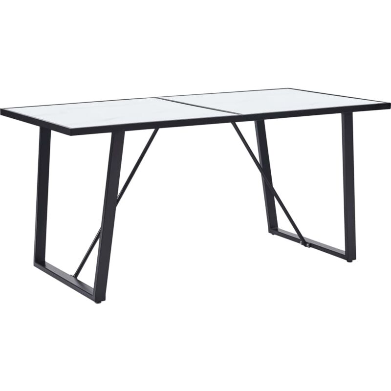 

Mesa de comedor de vidrio templado blanco 140x70x75 cm - Hommoo