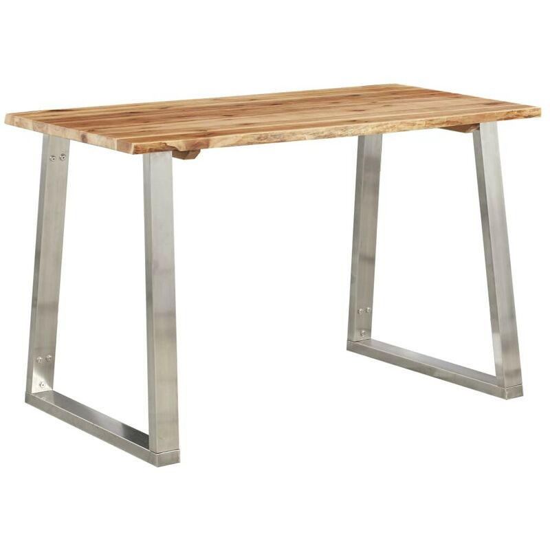 

Mesa de comedor madera de acacia y acero inoxidable 120x65x75cm - Hommoo