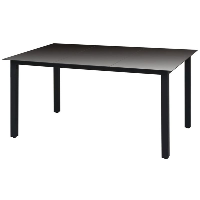 

Mesa de jardín de aluminio y vidrio negra 150x90x74 cm - Hommoo