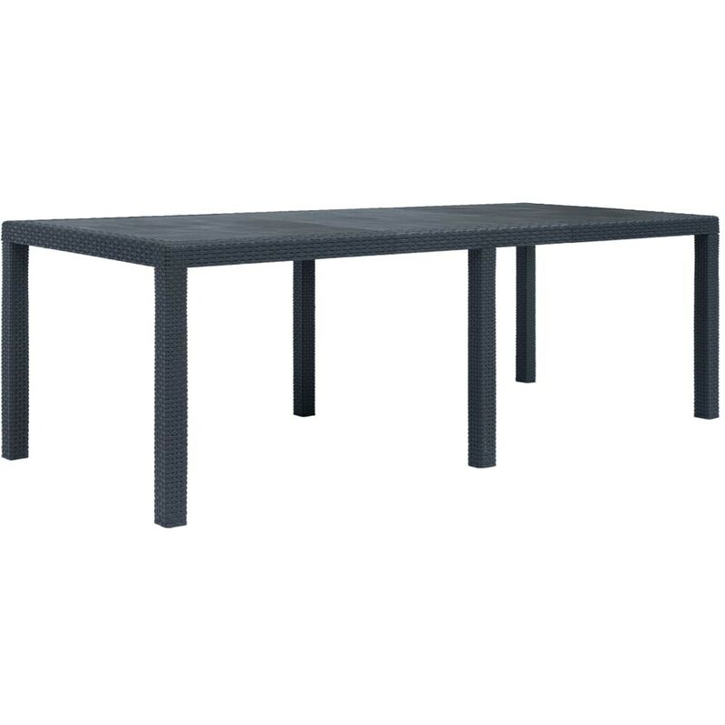 

Hommoo Mesa de jardín de plástico aspecto ratán gris 220x90x72 cm