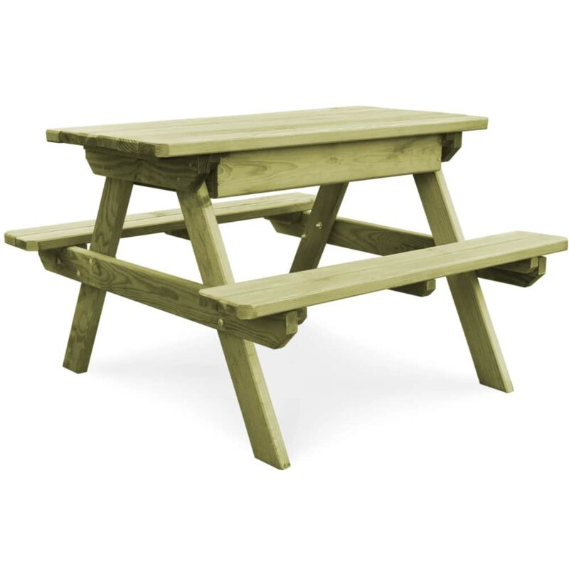 

Mesa de picnic con bancos madera pino impregnada 90x90x58cm - Hommoo