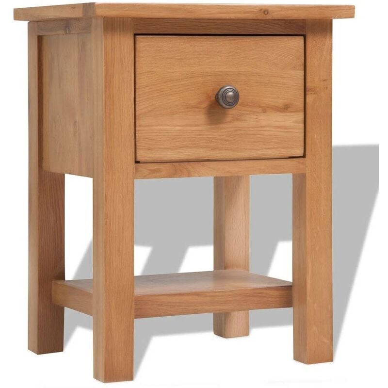 

Mesita de noche de madera de roble maciza 36x30x47 cm - Hommoo