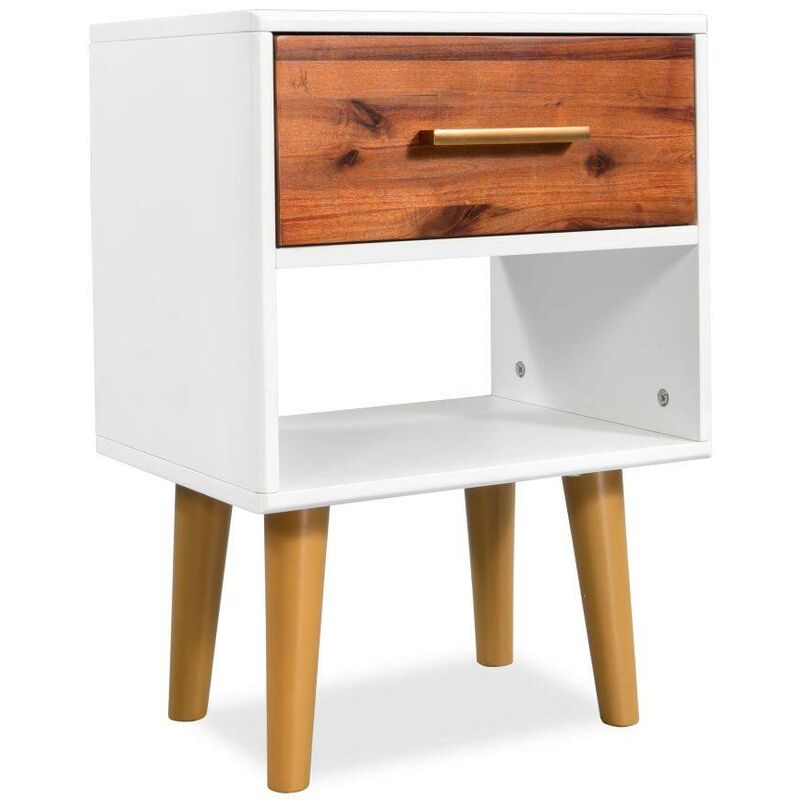 

Mesita de noche de madera maciza de acacia 40x30x45 cm - Hommoo