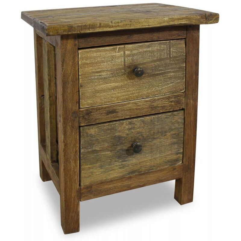 Mesita de noche de madera maciza reciclada 40x30x51 cm - Hommoo