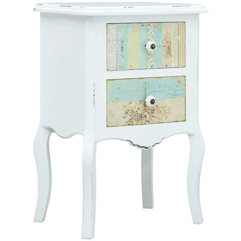 

Mesita de noche de MDF blanca y marrón 43x32x65 cm - Hommoo