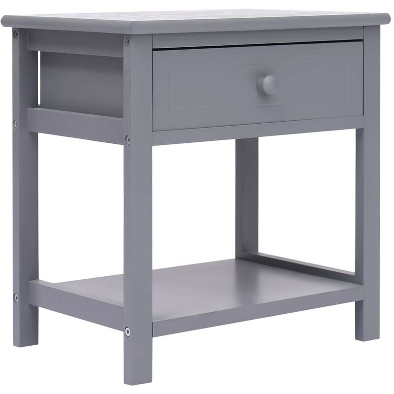 

Mesita de noche madera de Paulownia gris 40x29x42 cm - Hommoo