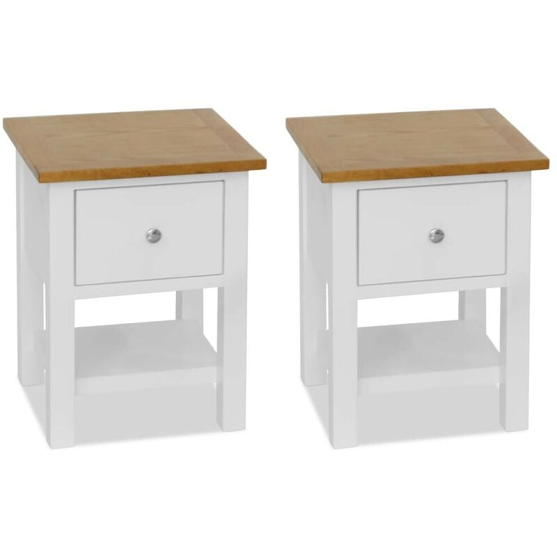 

Hommoo Mesitas de noche 2 unidades madera maciza de roble 36x30x47 cm