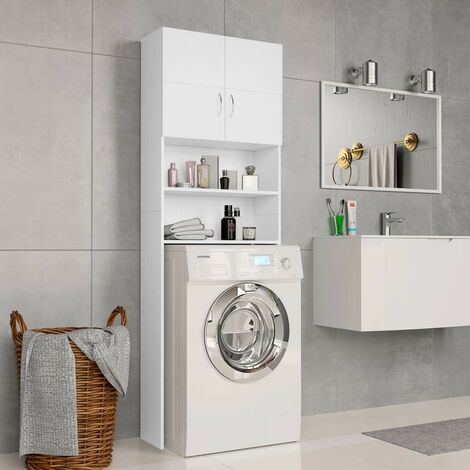 Hommoo Meuble pour machine a laver Blanc 64 x 25,5 x 190 cm Agglomere HDV31056