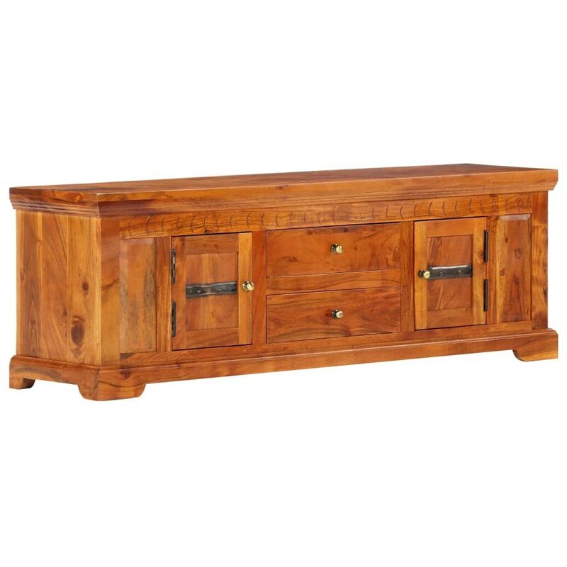 Hommoo Meuble TV 119x30x40 cm Bois d'acacia massif HDV13612